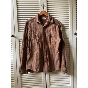 Faherty Brand Brown Button Up LS Shirt Cotton Long Sleeve Men’s Size Medium